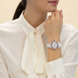 Shop Chanel J12 Sapphire Bezel Ceramic White Dial White Steel Strap Watch for Women - J12 H2010 in USA