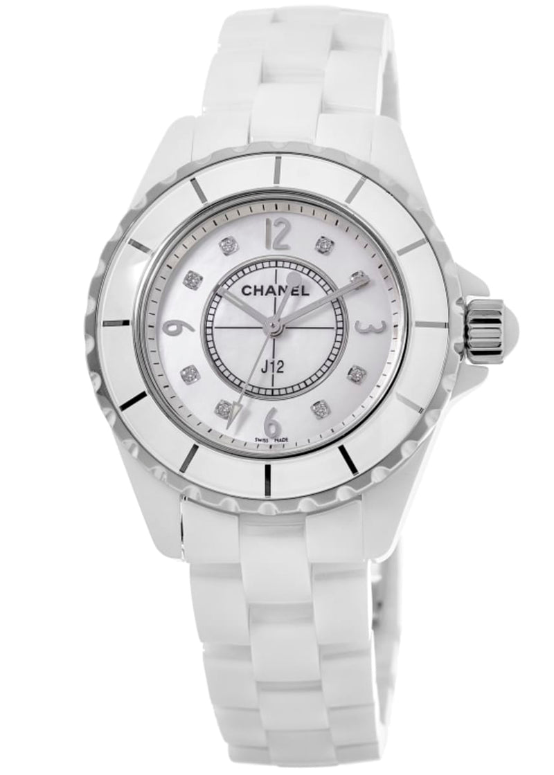 Chanel J12 Diamonds Quartz Ceramic White Dial White Steel Strap Watch for Women - J12 H2422