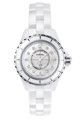 Chanel J12 Diamonds Quartz Mother of Pearl White Dial White Steel Strap Watch for Women - J12 H2570