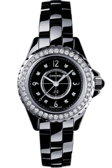 Chanel J12 Diamonds Ceramic Black Dial Black Steel Strap Watch for Women - J12 H2571