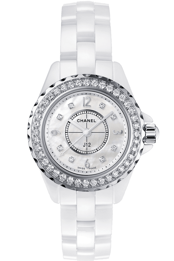 Chanel J12 Diamonds Quartz White Dial White Steel Strap Watch for Women - J12 H2572