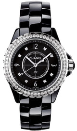 Chanel J12 Diamonds Ceramic Black Dial Black Steel Strap Watch for Women - J12 H3108
