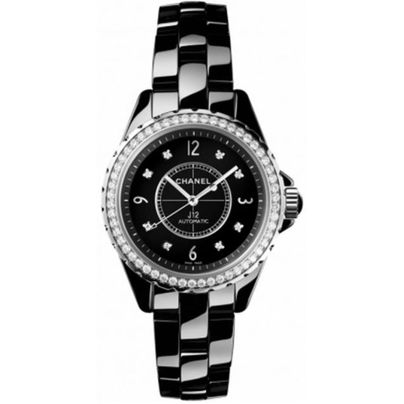 Chanel J12 Quartz Diamond Black Dial Black Steel Strap Watch for Women - J12 H6419