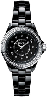 Chanel J12 Quartz Diamond Black Dial Black Steel Strap Watch for Women - J12 H6419