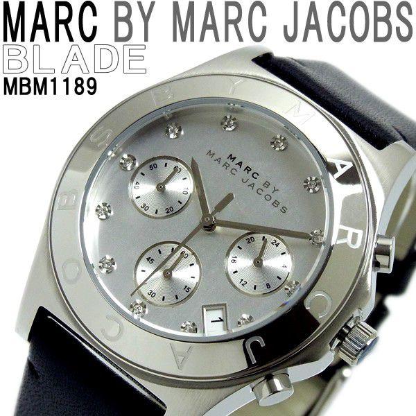Marc Jacobs Blade Chronograph White Dial Black Leather Strap Watch for Women - MBM1189 Buy Now By Marc Jacobs