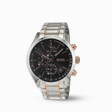 Shop Hugo Boss Grand Prix Black Dial Two Tone Steel Strap Watch for Men - 1513473 in USA
