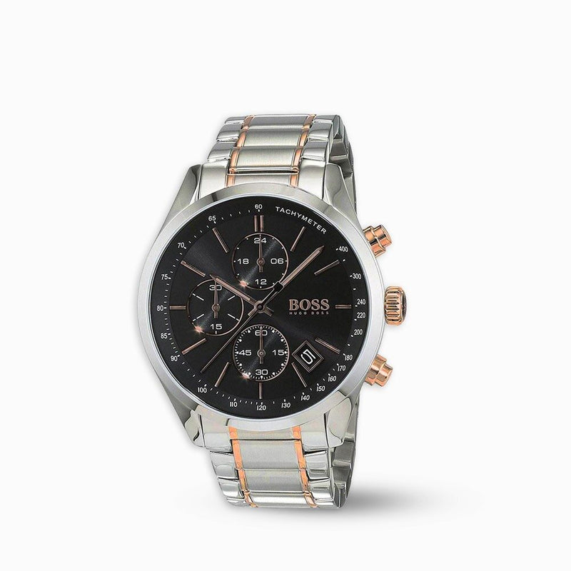 Shop Hugo Boss Grand Prix Black Dial Two Tone Steel Strap Watch for Men - 1513473 in USA