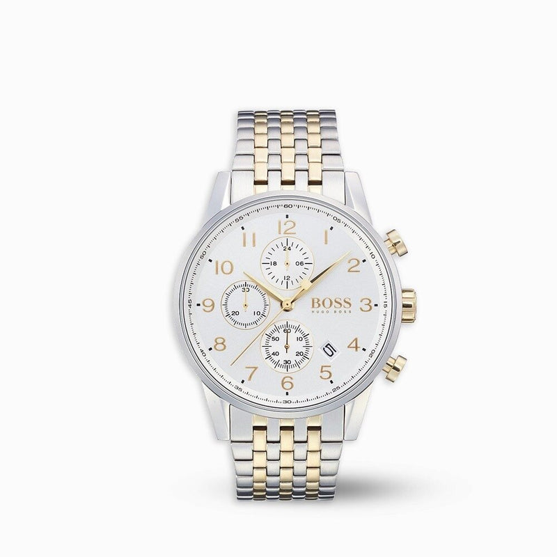 Hugo Boss Navigator White Dial Two Tone Steel Strap Watch for Men - 1513499 Buy Now By Hugo Boss