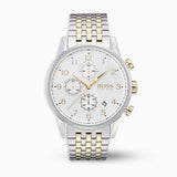 Hugo Boss Navigator Chronograph White Dial Two Tone Steel Strap Watch for Men - 1513499