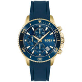Hugo Boss Admiral Chronograph Blue Dial Blue Rubber SIlicon Strap Watch for Men - 1513965