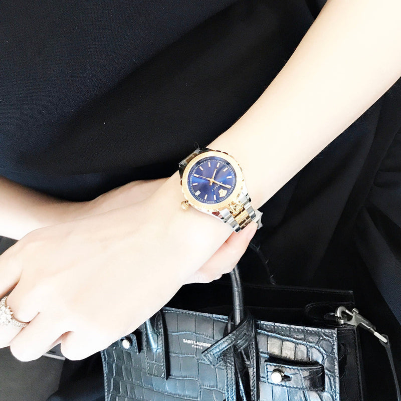 Versace Hellenyium Blue Dial Two Tone Steel Strap Watch for Women - V12060017 Buy Now By Versace