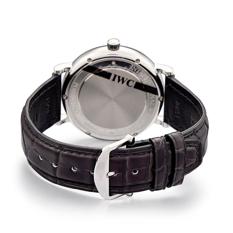Shop IWC Portofino Automatic White Dial Black Leather Strap Watch for Men - IW356501 in USA