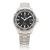Shop Tag Heuer Aquaracer Caliber 5 Automatic Black Dial Silver Steel Strap Watch for Men - WAK2110.BA0830 in USA