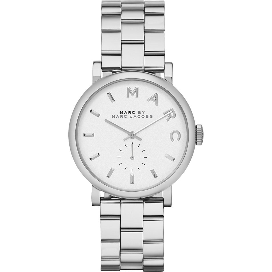 Marc Jacobs Baker White Dial Silver Steel Strap Watch for Women - MBM3246