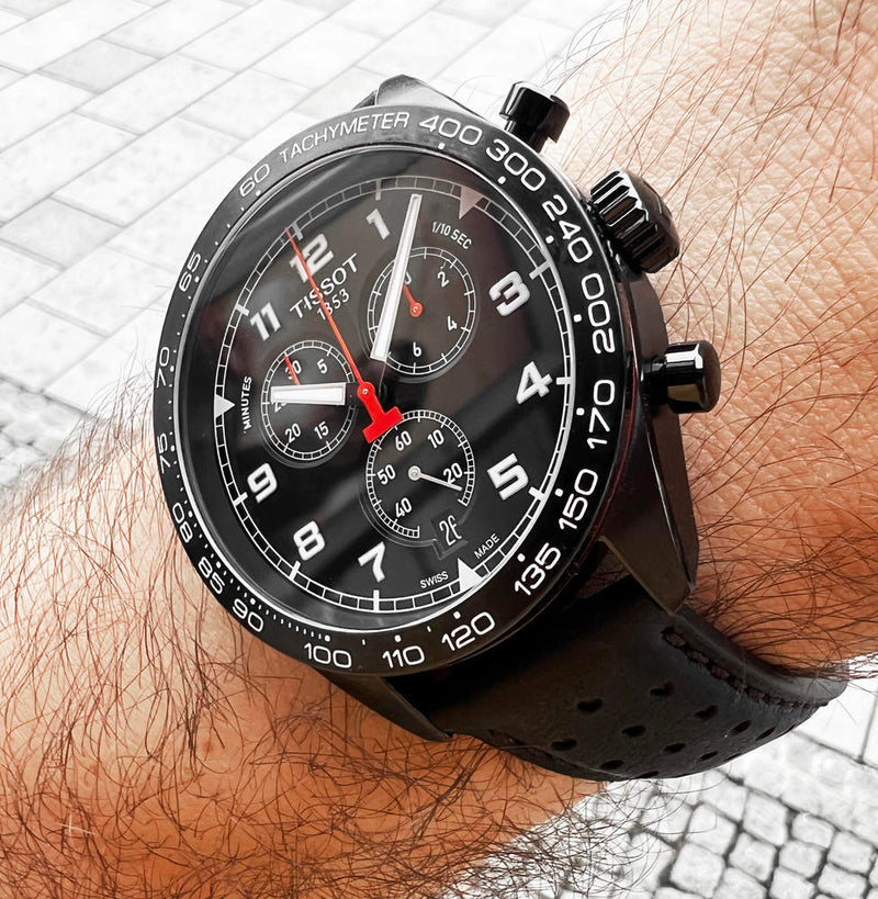 Tissot T Sport PRS 516 Chronograph Black Dial Black Leather Strap Watch for Men - T131.617.36.052.00 Buy Now By Tissot