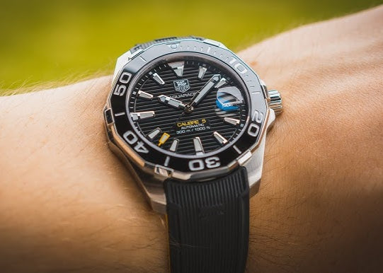 Tag Heuer Aquaracer Automatic Caliber 5 Black Dial Black Rubber Strap Watch for Men - WAY2110.FT8021 Buy Now By Tag Heuer