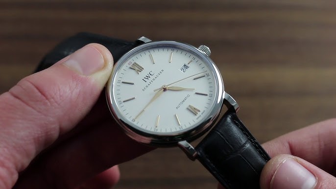 Shop IWC Portofino Automatic White Dial Black Leather Strap Watch for Men - IW356517 in USA