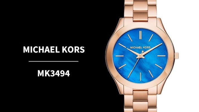Michael Kors Slim Runway Quartz Blue Dial Rose Gold Steel Strap Watch For Women - MK3494 Buy Now By Michael Kors