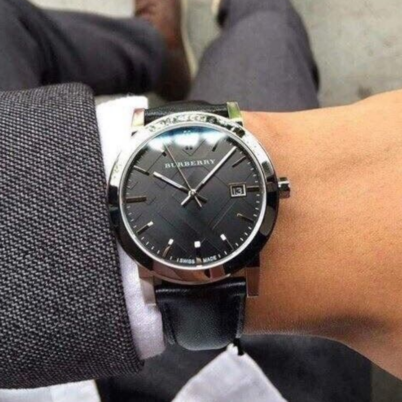 Burberry The City Black Dial Black Leather Strap Watch for Men - BU9906 Buy Now By Burberry