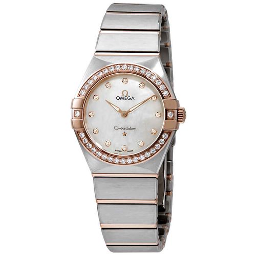 Shop Omega Constellation Manhattan Quartz Diamonds Mother of Pearl Dial Two Tone Steel Strap Watch for Women - 131.20.25.60.55.001 in USA