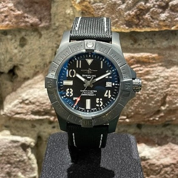 Shop Breitling Avenger Automatic 45 Seawolf Night Mission Black Dial Black Nylon Strap Watch for Men - V17319101B1X1 in USA