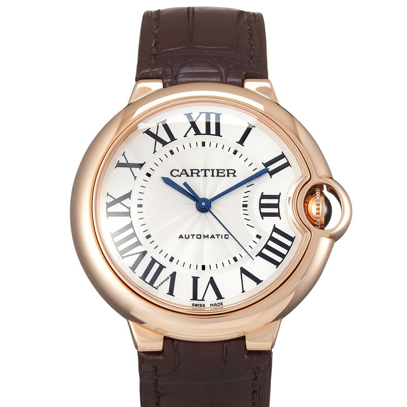 Cartier Ballon Bleu De Cartier White Dial Brown Leather Strap Watch for Women - WGBB0009