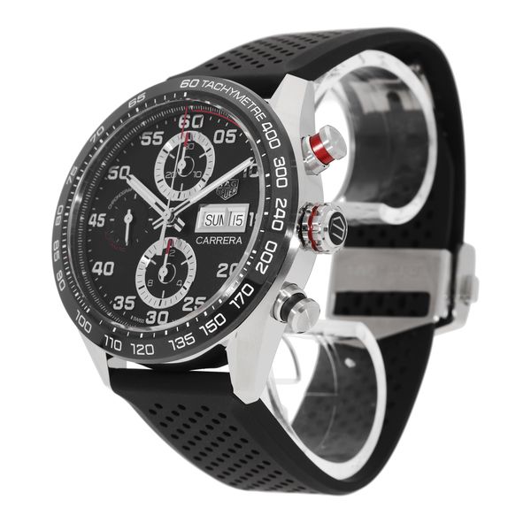 Tag Heuer Carrera Chronograph Black Dial Black Rubber Strap Watch for Men - CBN2A1AA.FT6228 Buy Now By Tag Heuer