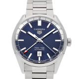Tag Heuer Carrera Twin Time Blue Dial Silver Steel Strap Watch for Men - WBN201A.BA0640 Buy Now By Tag Heuer