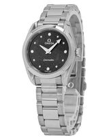Shop Omega Seamaster Aqua Terra Quartz Diamond Black Dial Silver Steel Strap Watch for Women - 220.10.28.60.51.001 in USA