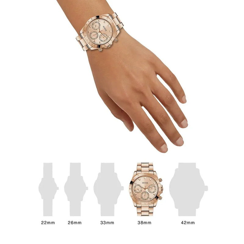 Guess Eclipse Rose Gold Dial Rose Gold Steel Strap Watch for Women - GW0314L3 Buy Now By Guess