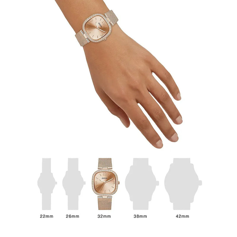 Guess Tapestry Diamonds Rose Gold Dial Rose Gold Mesh Bracelet Watch for Women - GW0354L3 Buy Now By Guess