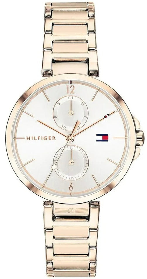Shop Tommy Hilfiger Angela Quartz White Dial Rose Gold Steel Strap Watch for Women - 1782124 in USA