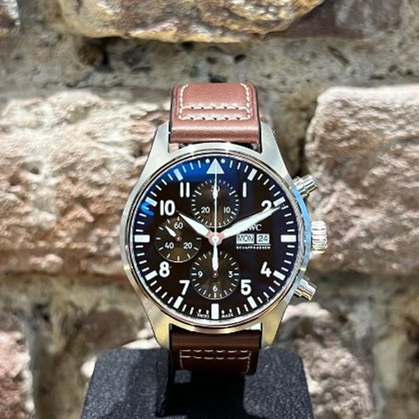 Shop IWC Pilot's Watch Chronograph Edition Brown Dial Brown Leather Strap Watch for Men - IW377713 in USA
