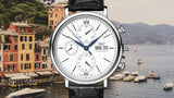 Shop IWC Portofino Chronograph White Dial Black Leather Strap Watch for Men - IW391024 in USA