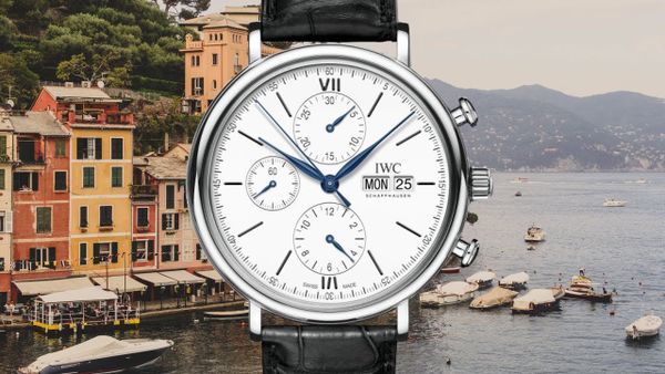 Shop IWC Portofino Chronograph White Dial Black Leather Strap Watch for Men - IW391024 in USA
