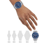 Fossil Sport Tourer Chronograph Blue Dial Silver Steel Strap Watch for Men - FS6047 Buy Now By Fossil