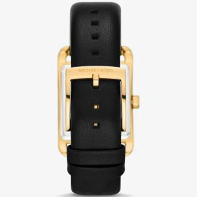 Michael Kors Monroe Three Hand Black Dial Black Leather Strap Watch for Women - MKO1027