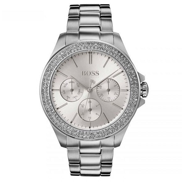 Shop Hugo Boss Premiere Silver Dial Silver Steel Strap Watch for Women - 1502442 in USA