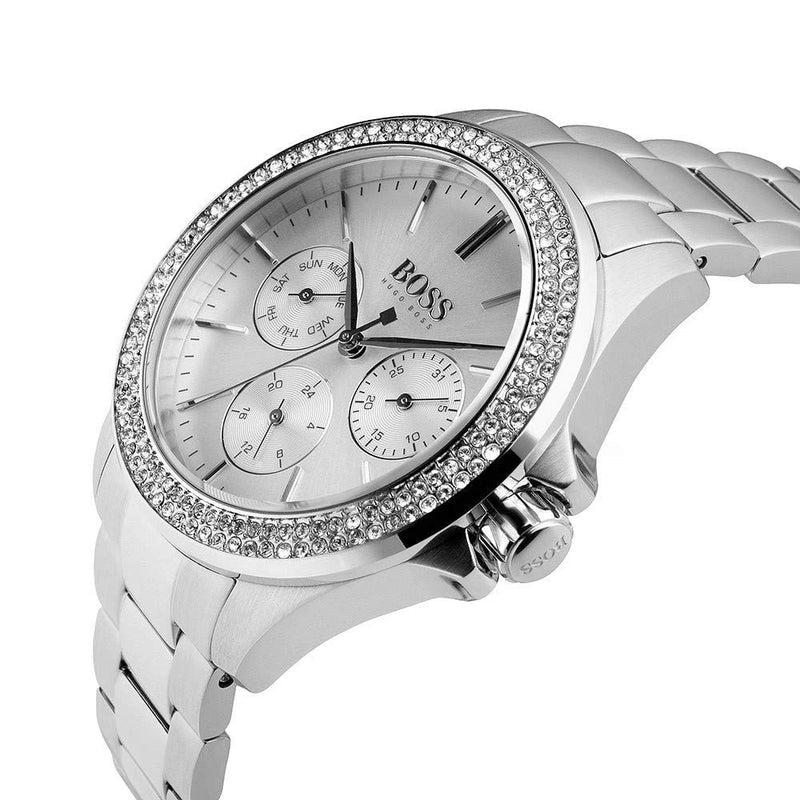 Shop Hugo Boss Premiere Silver Dial Silver Steel Strap Watch for Women - 1502442 in USA