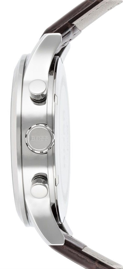 Hugo Boss Aeroliner Chronoraph White Dial Brown Leather Strap Watch For Men - HB1512447