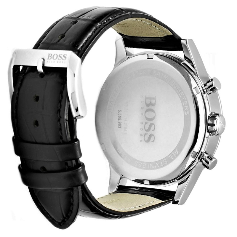 Hugo Boss Aeroliner Chronograph Black Dial Black Leather Strap Watch For Men - 1512448 Buy Now By Hugo Boss