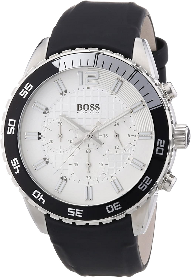 Hugo Boss Rafale Chronograh Quartz White Dial Black Leather Strap Watch For Men - HB1513403 Buy Now By Hugo Boss