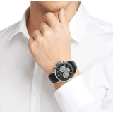 Hugo Boss Ikon Black Dial Black Leather Strap Watch for Men - 1513178