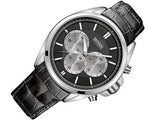 Hugo Boss Driver Chronograph Black Dial Black Leather Strap Watch for Men - 1512879