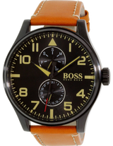 Hugo Boss Aeroliner Maxx Chronograph Black Dial Brown Leather Strap Watch For Men - HB1513082 Buy Now By Hugo Boss