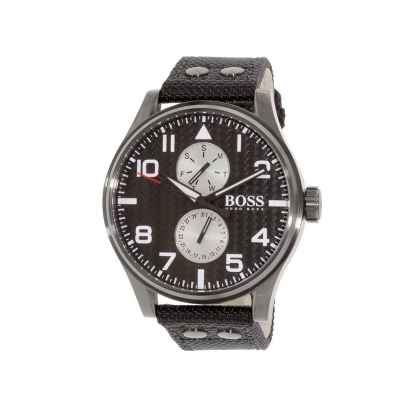 Hugo Boss Aeroliner Maxx Quartz Black Dial Black Nylon Strap Watch For Men - HB1513086 Buy Now By Hugo Boss