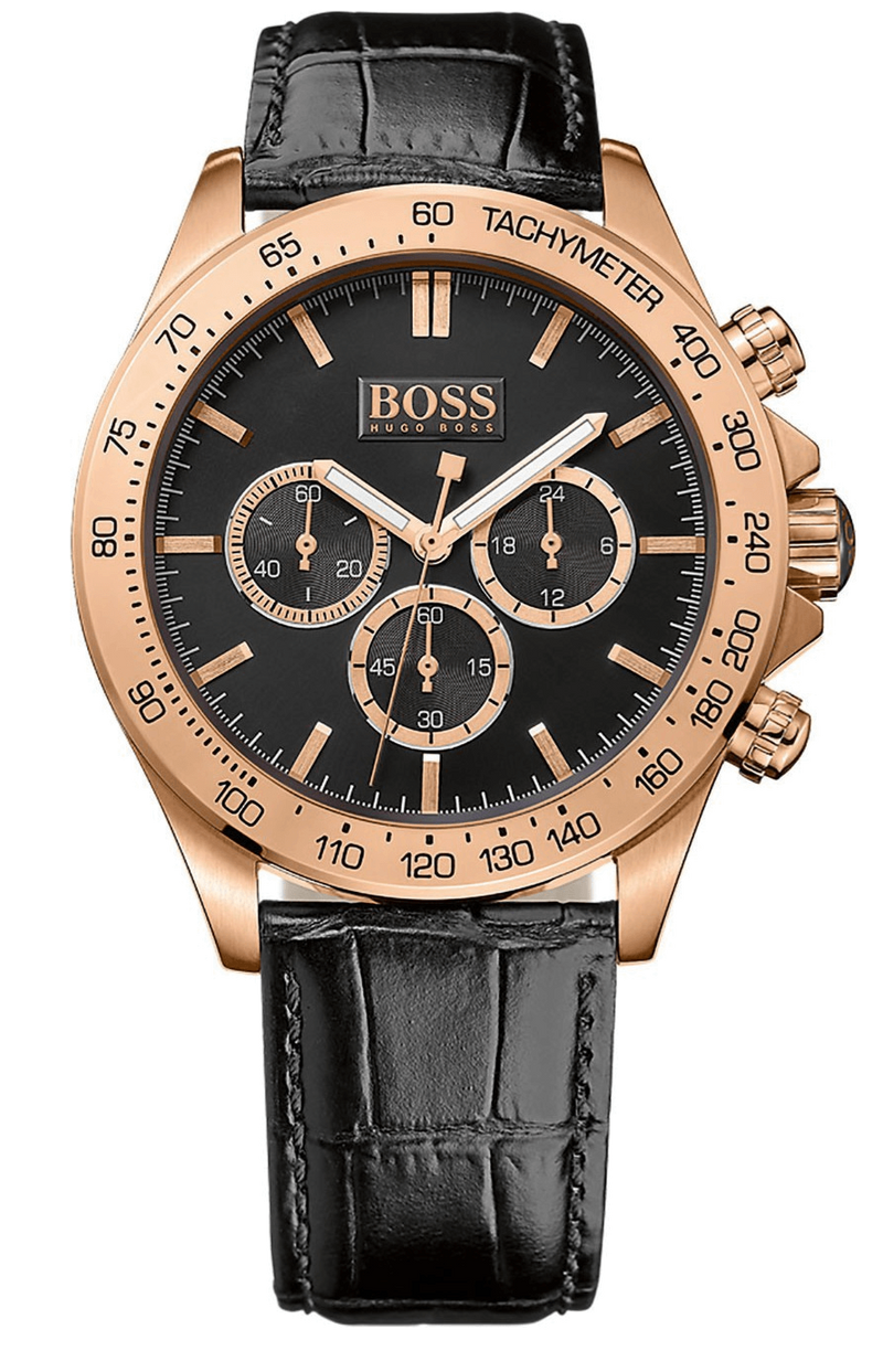 Hugo Boss Ikon Black Dial Black Leather Strap Watch for Men - 1513179 Buy Now By Hugo Boss