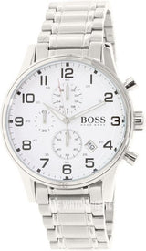 Hugo Boss Aeroliner Chronograph White Dial Silver Steel Strap Watch for Men - 1513182 Buy Now By Hugo Boss