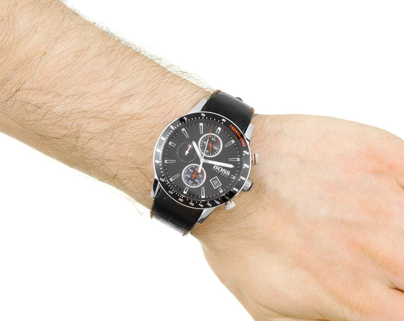 Hugo Boss Rafale Chronograph Black Dial Black Leather Strap Watch For Men - 1513390 Buy Now By Hugo Boss