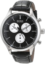 Hugo Boss Companion Black Dial Black Leather Strap Watch for Men - 1513543 Buy Now By Hugo Boss
